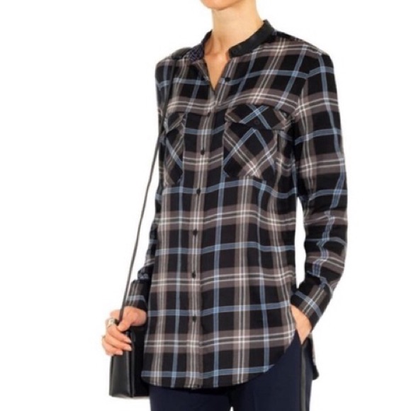Vince Leather Trim Button Down Size 6